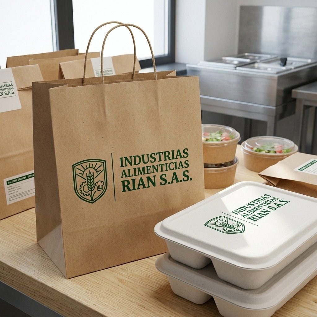 Empaques con la marca RIAN para entrega de alimentos